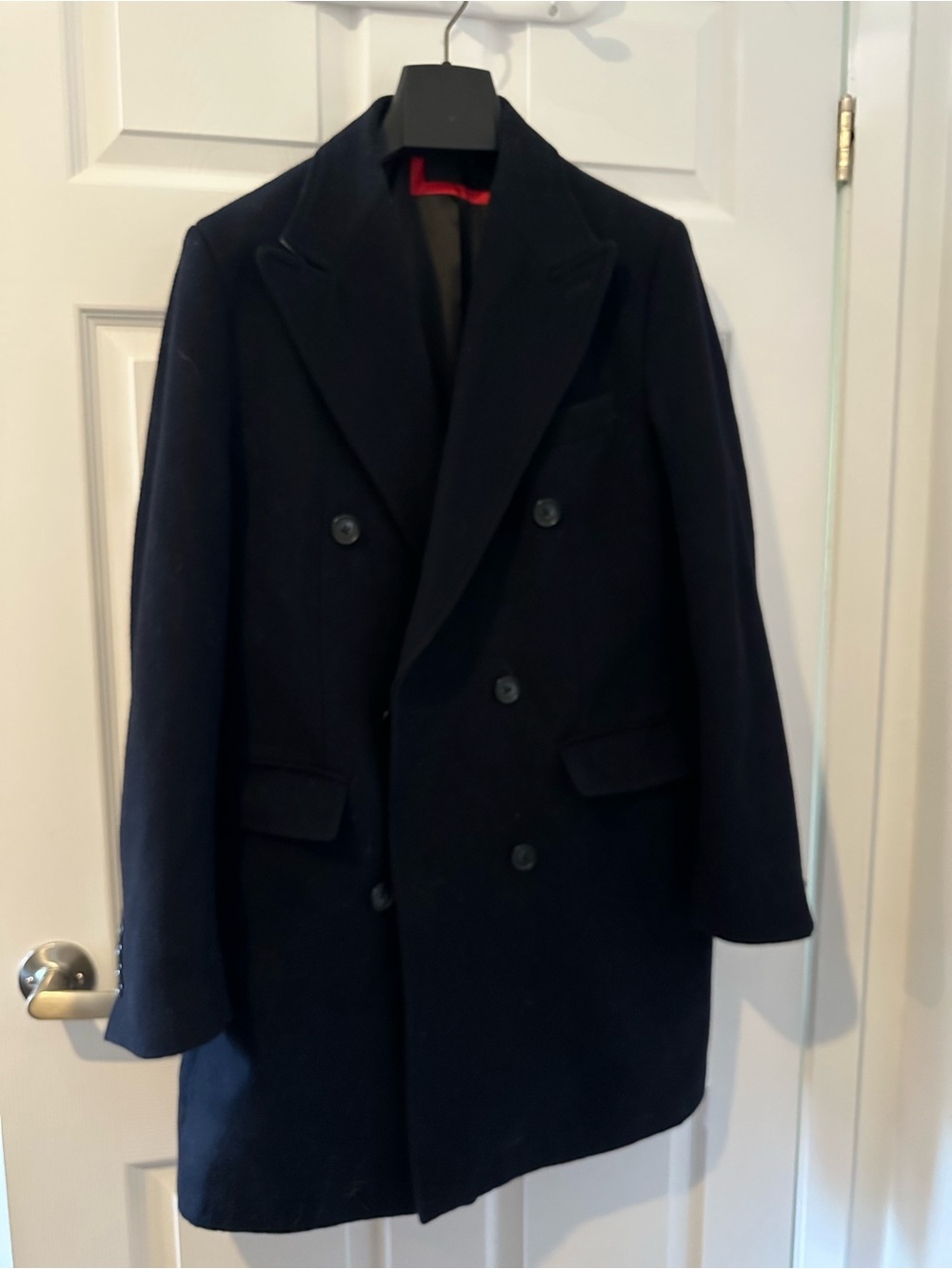 Men's Double-Breasted Navy Wool Coat